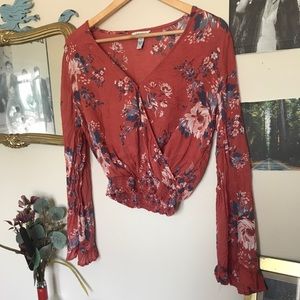 Floral Light Long Sleeve Crop Top